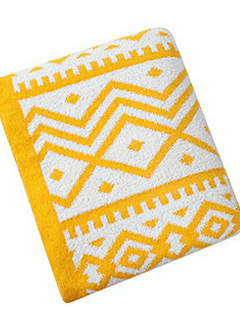 Bohemian Style Printed Soft Throw Blanket Keep Warm Yellow/White