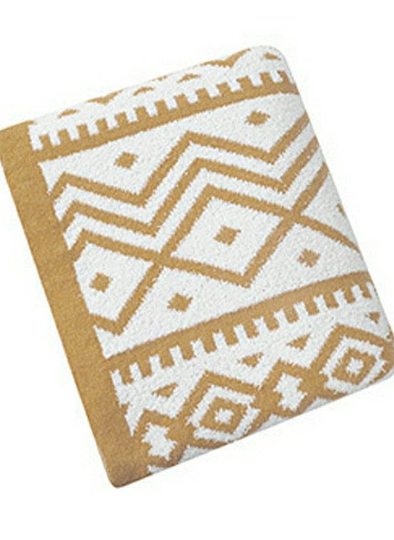 Bohemian Style Printed Soft Throw Blanket Keep Warm Brown/White