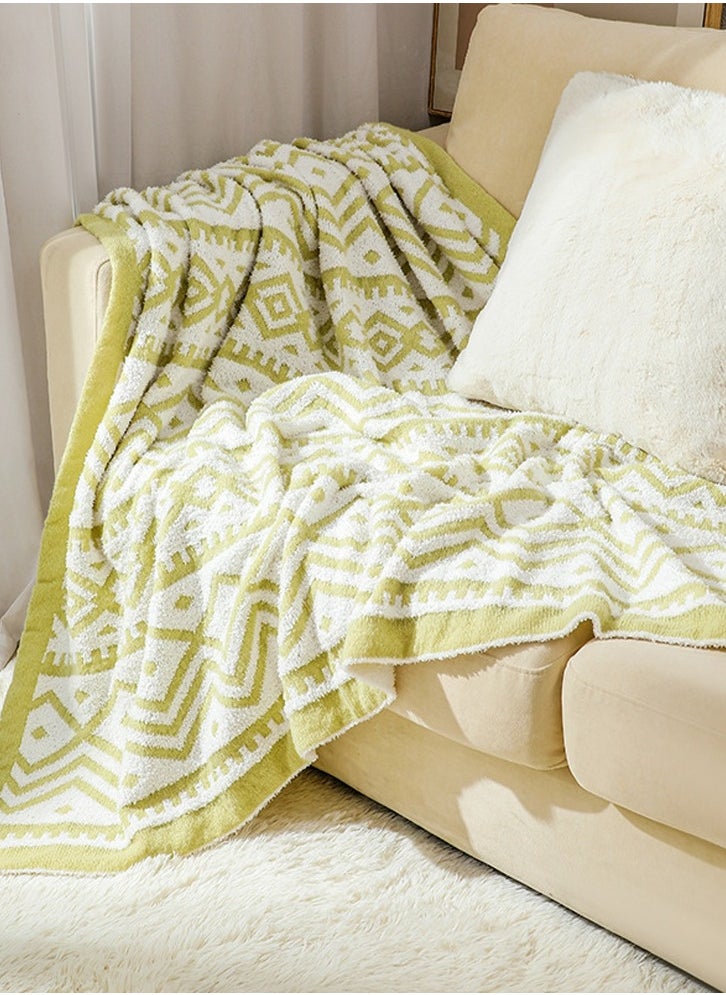 Bohemian Style Printed Soft Throw Blanket Keep Warm Light Green/White