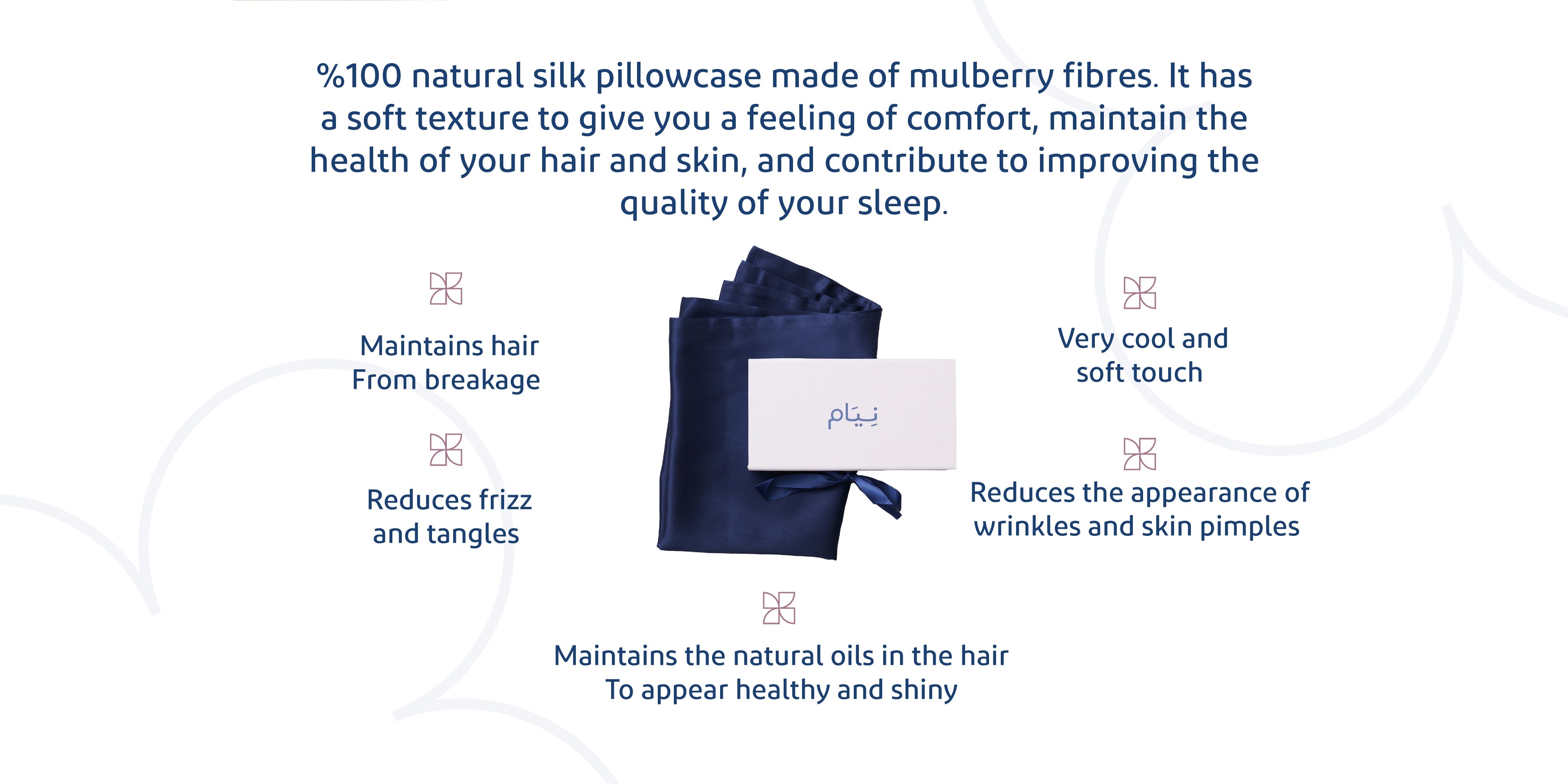 Neyam 100% Natural Mulberry Silk Pillow Case (1pc), Ideal for Skin and Hair Care. Soft and Cool Texture, Size 48.5 x 71 cm. Available in Multiple Colors.