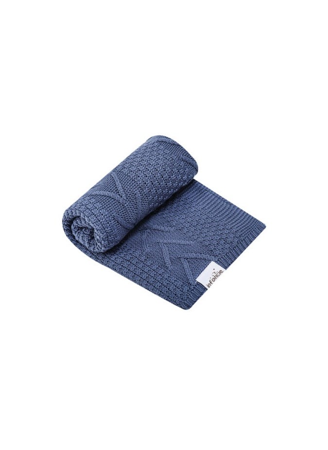 Infancie Organic Baby Knitted Shawl Blanket (80x110cm) Dark Blue