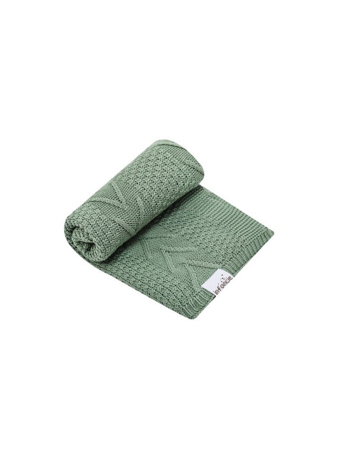 Infancie Organic Baby Knitted Shawl Blanket (80x110cm) Olive Green