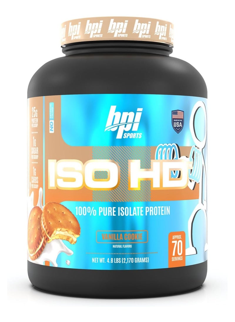 BPI Sports, ISO HD, Pure Isolate Protein, 4.8Lbs, Vanilla Cookie, 70 Servings