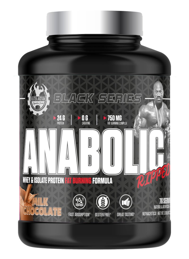 Black Series Anabolic Ripped - Whey & Isolate Protein Fat Burning Formula | Milk Chocolate | 76 Servings | 5 lbs