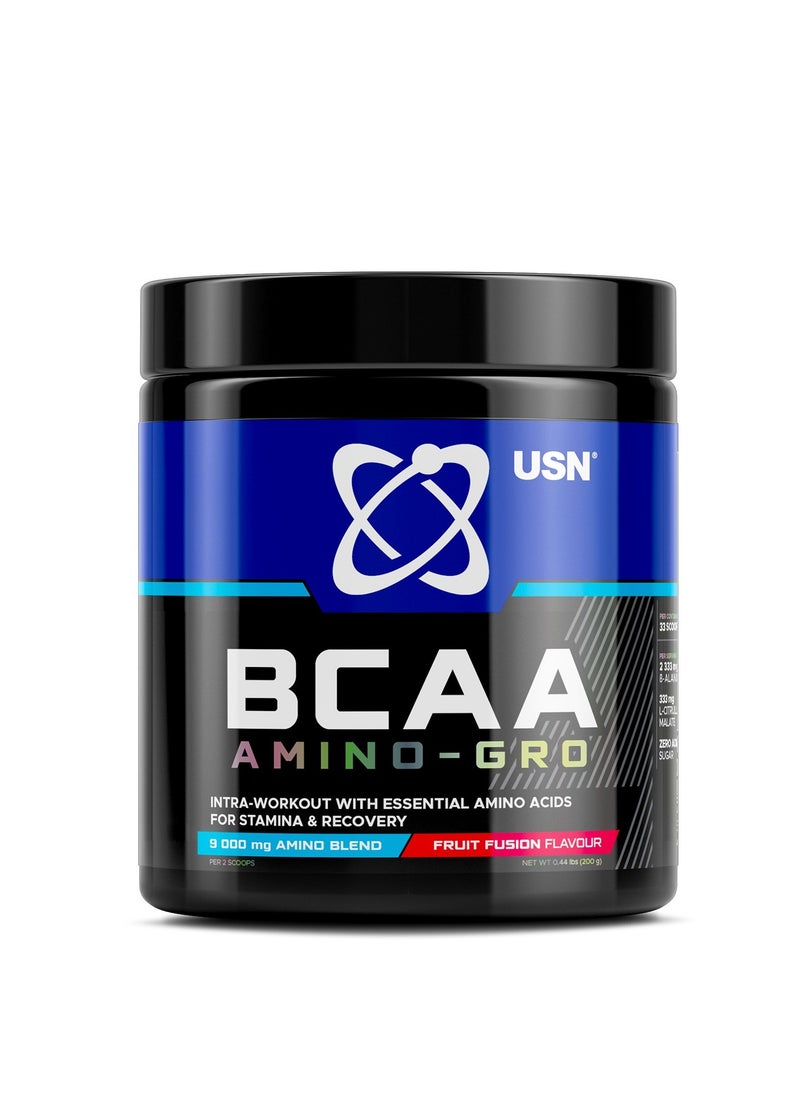 USN BCAA Amino Gro Wild Fruit Fusion 200g, Increases Muscle Growth