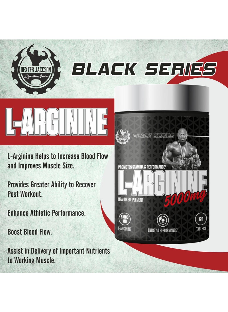 Black Series L-Arginine 1250 mg - 120 Tablets - Enhances Blood Flow, Boosts Immune System, Supports Muscle Growth