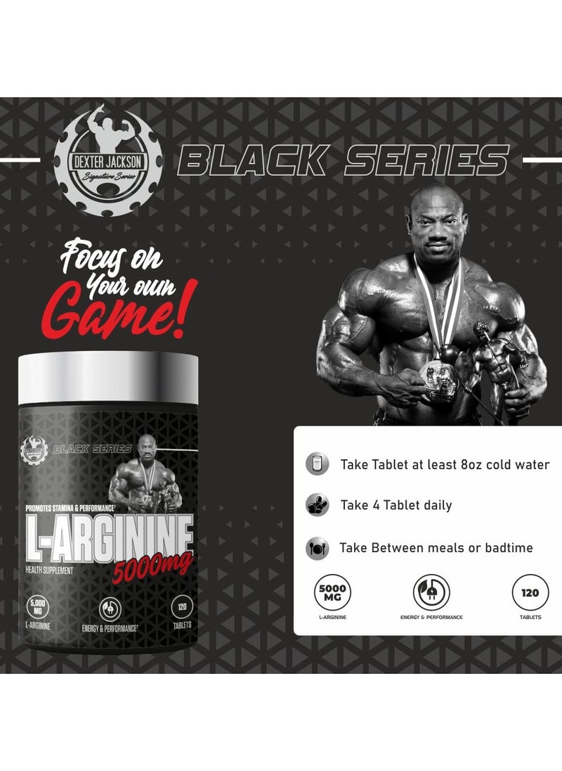 Black Series L-Arginine 1250 mg - 120 Tablets - Enhances Blood Flow, Boosts Immune System, Supports Muscle Growth