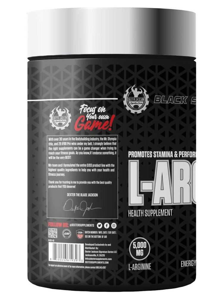 Black Series L-Arginine 1250 mg - 120 Tablets - Enhances Blood Flow, Boosts Immune System, Supports Muscle Growth