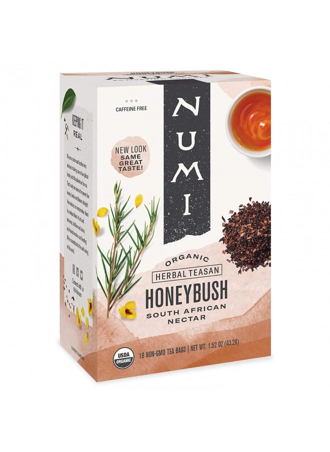 Numi Organic Tea Honeybush, 18 Count Box of Tea Bags (Pack of 3) Herbal Teasan