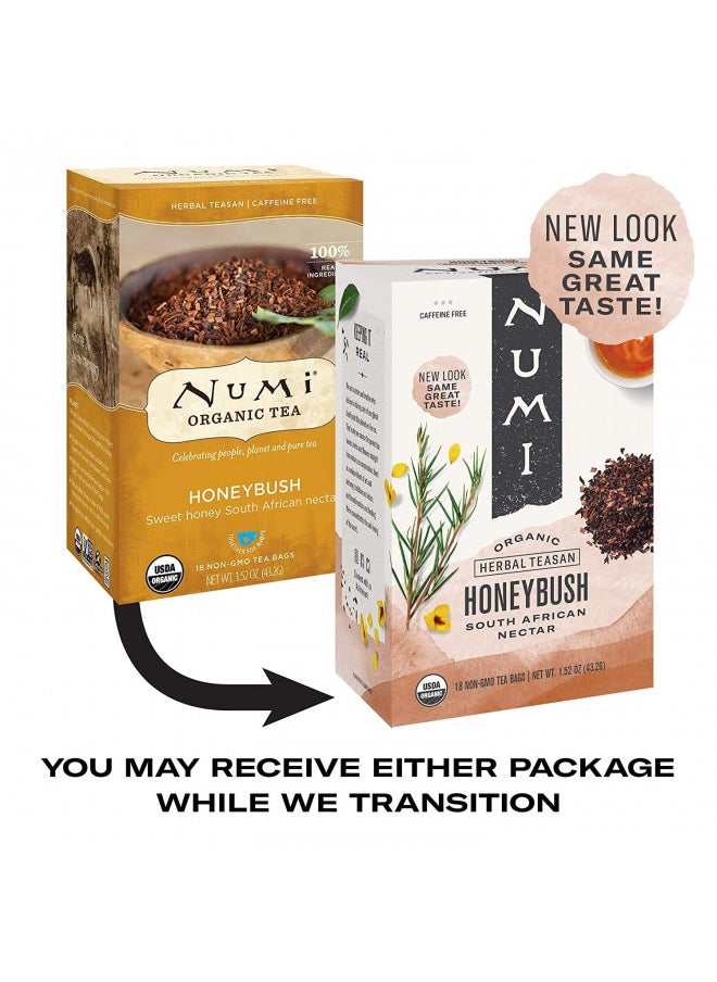 Numi Organic Tea Honeybush, 18 Count Box of Tea Bags (Pack of 3) Herbal Teasan