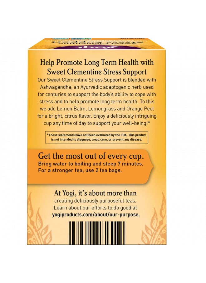 Yogi Tea Sweet Clementine Stress Support Tea - 16 Tea Bags per Pack (6 Packs) - Stress Support Herbal Tea - Calming Adaptogen Tea - Includes Ashwagandha Root, Lemongrass, Cinnamon Bark & More