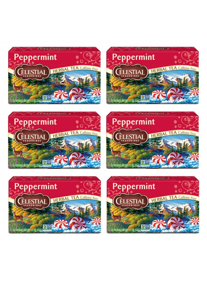 Celestial Seasonings Herbal Tea, Peppermint, 20 Count (Pack of 6)