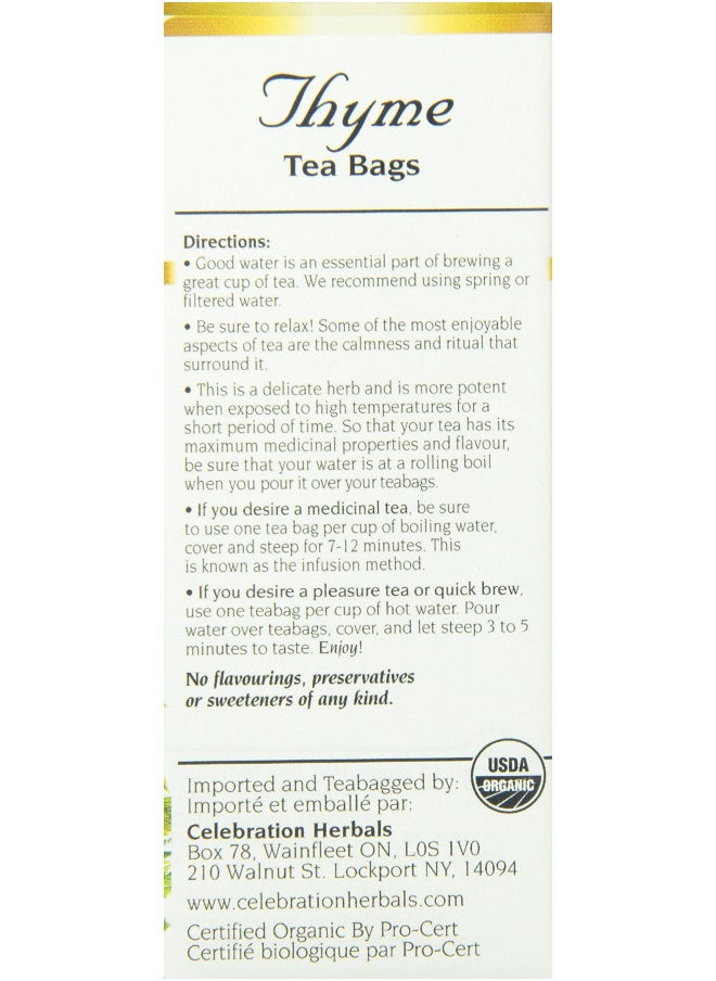 CELEBRATION HERBALS Thyme Leaf Tea Organic 24 Bag, 0.02 Pound