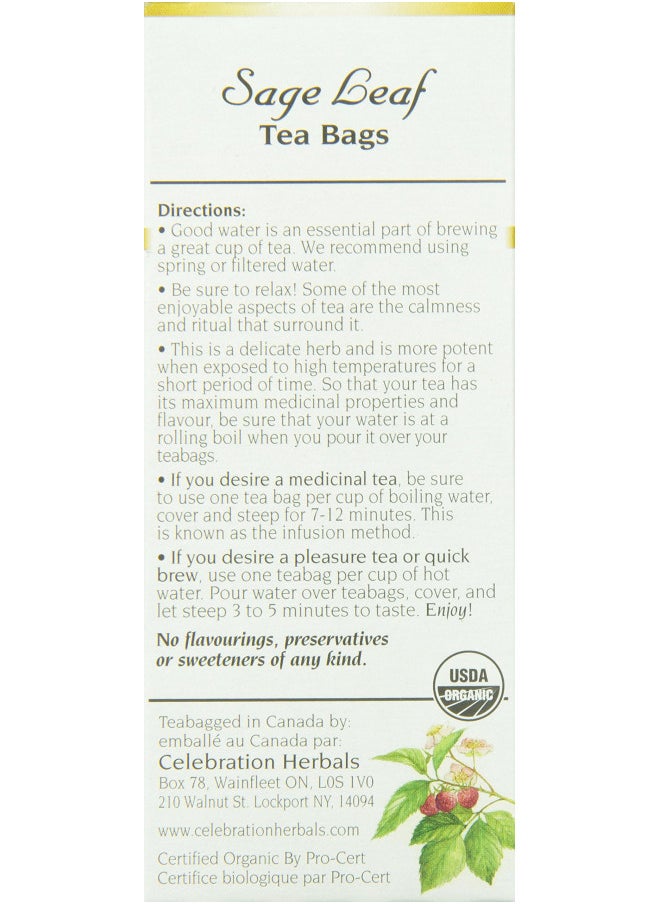 CELEBRATION HERBALS Sage Leaf Organic 24 Bag, 0.02 Pound