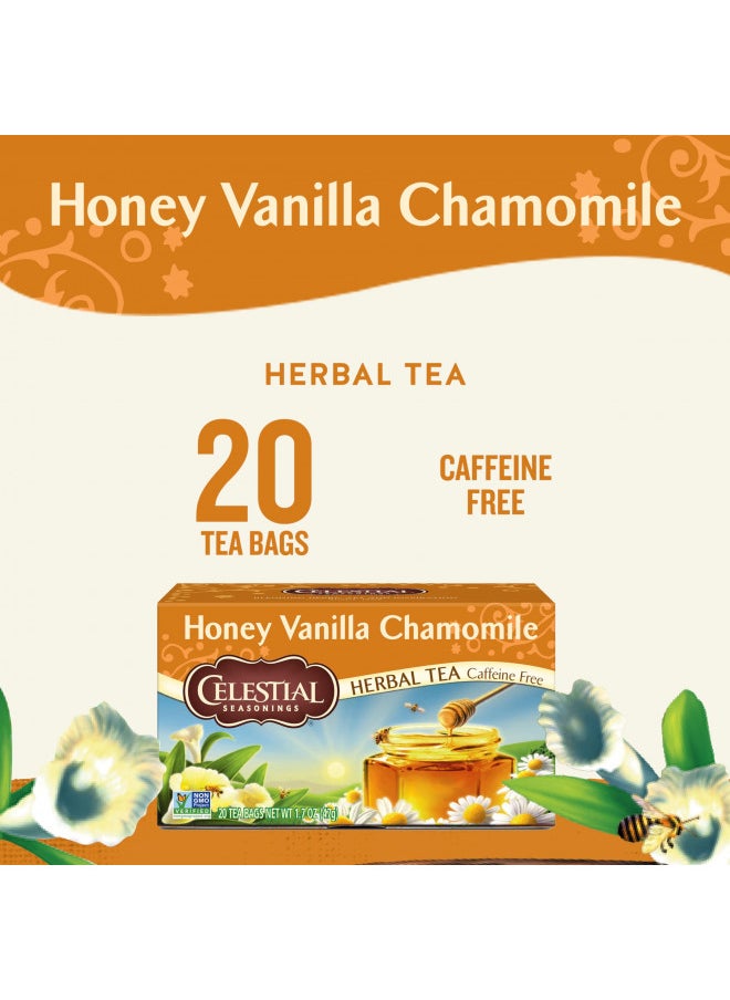 Celestial Seasonings Herbal Tea, Honey Vanilla Chamomile, Caffeine Free, 20 Tea Bags (Pack of 6)