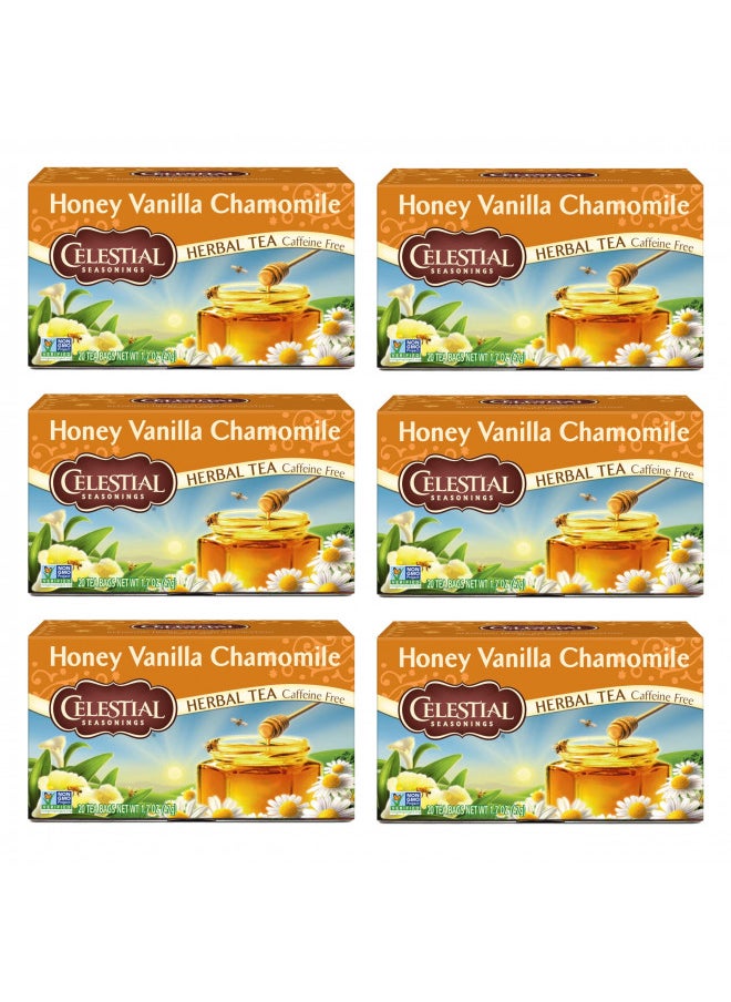 Celestial Seasonings Herbal Tea, Honey Vanilla Chamomile, Caffeine Free, 20 Tea Bags (Pack of 6)