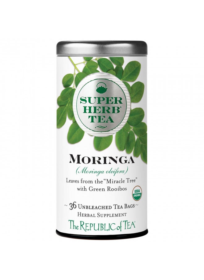 The Republic of Tea Organic Moringa SUPERHERB Herbal Tea, Tin of 36 Tea Bags