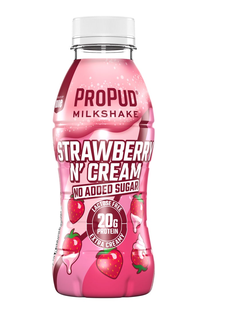 ProPud Protein Milkshake 8 x 330ml Bottles| High Protein Shake | No Added Sugar | Lactose Free| 20g of Protein | Delicious Creamy Flavour (Strawberry)