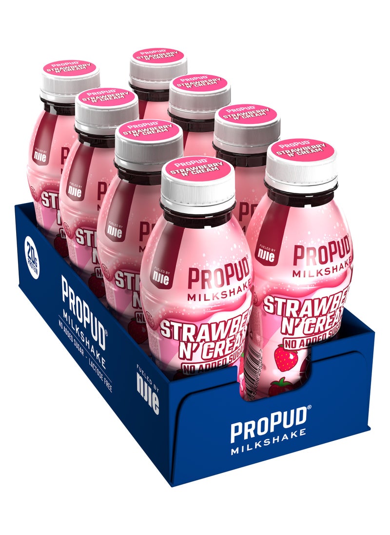 ProPud Protein Milkshake 8 x 330ml Bottles| High Protein Shake | No Added Sugar | Lactose Free| 20g of Protein | Delicious Creamy Flavour (Strawberry)