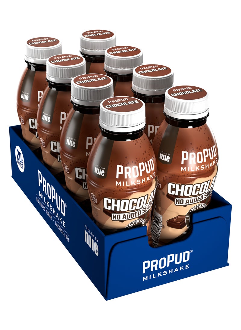 ProPud Protein Milkshake 8 x 330ml Bottles| High Protein Shake | No Added Sugar | Lactose Free| 20g of Protein | Delicious Creamy Flavour (Chocolate)