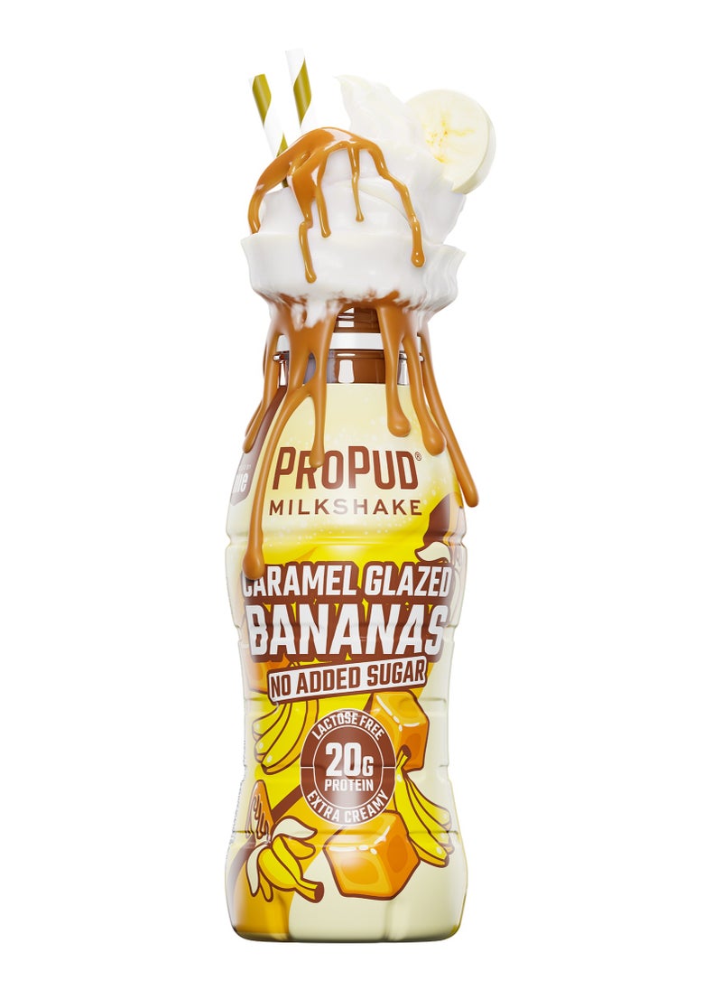 ProPud Protein Milkshake 8 x 330ml Bottles| High Protein Shake | No Added Sugar | Lactose Free| 20g of Protein | Delicious Creamy Flavour (Caramelized Banana)