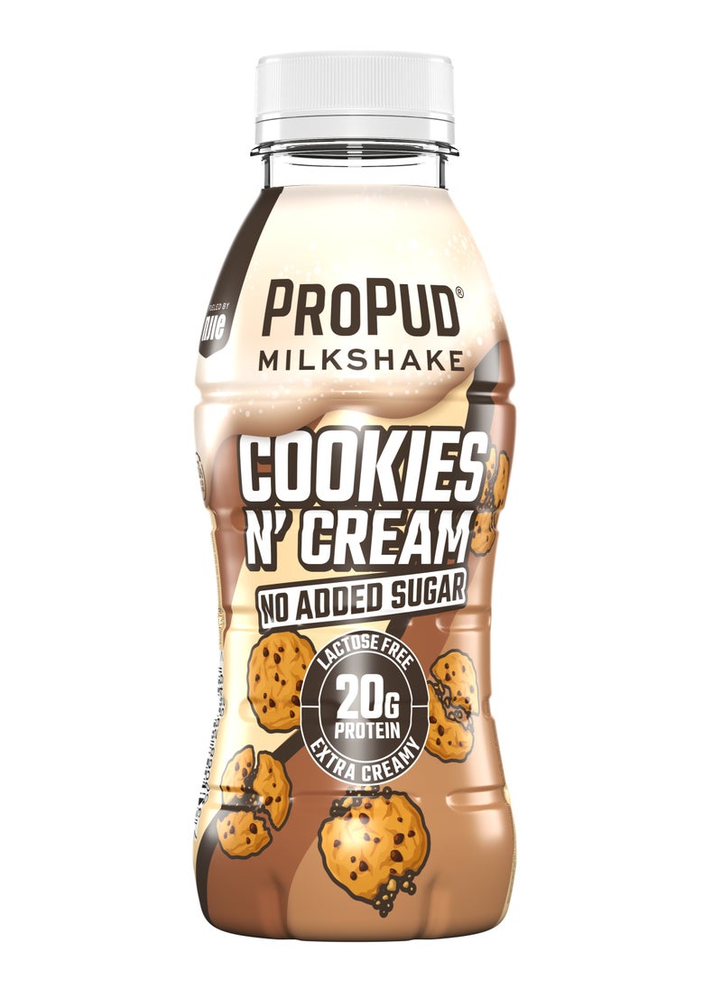 ProPud Protein Milkshake 8 x 330ml Bottles| High Protein Shake | No Added Sugar | Lactose Free| 20g of Protein | Delicious Creamy Flavour (Cookies & Cream)