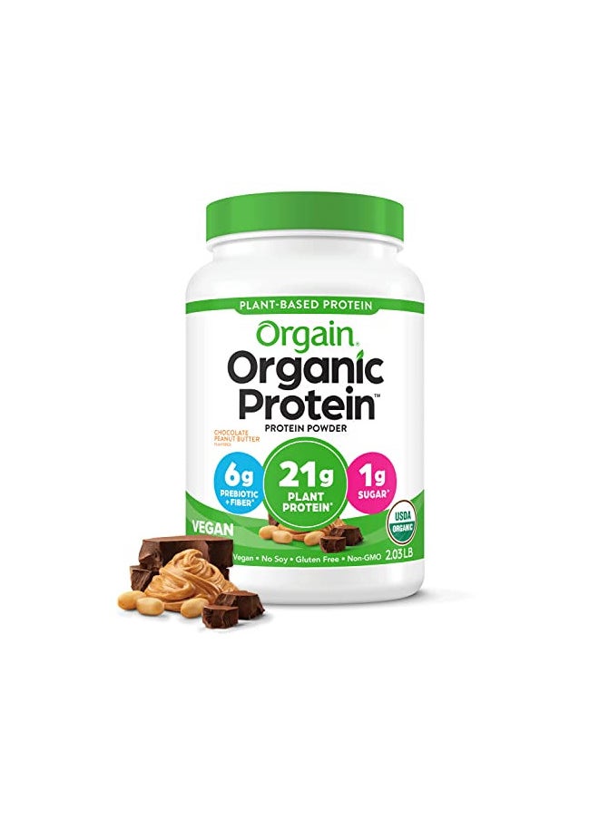 Orgain Organic Vegan Protein Powder, Chocolate Peanut Butter - 21g Plant Based Protein, Gluten Free, Dairy Free, Lactose Free, Soy Free, No Sugar Added, Kosher, For Smoothies & Shakes - 2.03lb