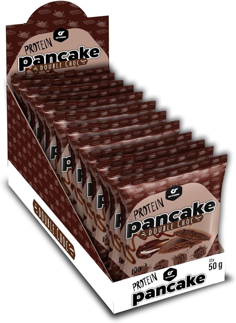 Go Fitness 12 Protein Pancakes - High Protein Snack, Freshly Baked & Extremely Delicious - Protein Bar Alternative with 10 g Protein Per Pancake (Double Chocolate)