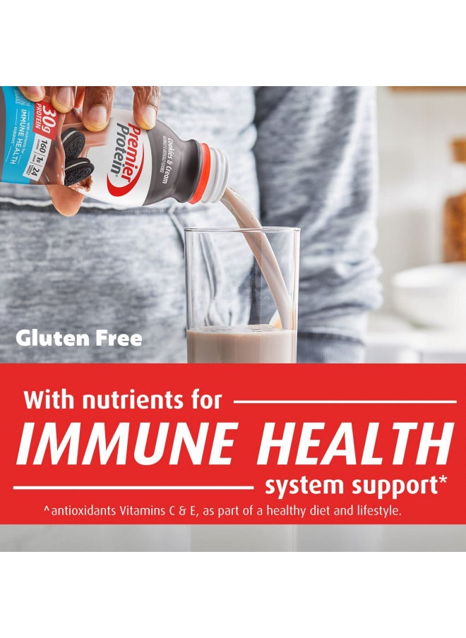 Premier Protein Shake, Cookies & Cream, 30g Protein, 1g Sugar, 24 Vitamins & Minerals, Nutrients to Support Immune Health 11.5 fl oz (12 Pack)