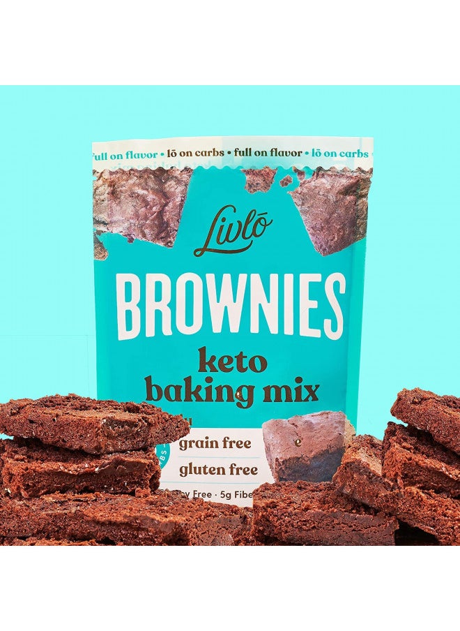 Livlo Keto Brownie Baking Mix - Just 1g Net Carb - Sugar Free & Gluten Free Keto Desserts, Sweets & Treats - Low Carb, Nut Free, Diabetic Friendly Snack - Fast, Delicious & Easy to Make - 12 servings