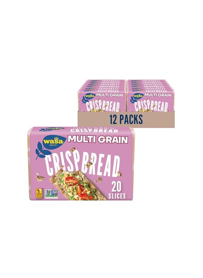 Wasa Multi Grain Crispbread, 9.7 oz (Pack of 12), Multigrain Crackers, Non-GMO Ingredients, Fat Free