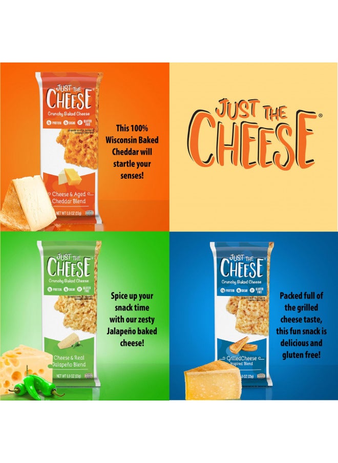 Just the Cheese Cheese Crisps | High Protein Baked Keto Snack | Made with 100% Real Cheese | Gluten Free | Low Carb Lifestyle | VARIETY PACK, 0.8 Ounces (Pack of 12)