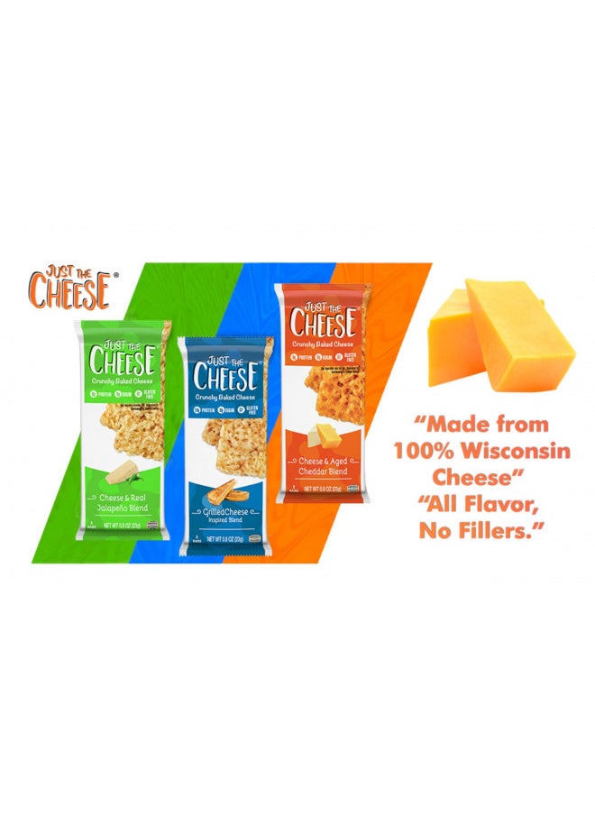 Just the Cheese Cheese Crisps | High Protein Baked Keto Snack | Made with 100% Real Cheese | Gluten Free | Low Carb Lifestyle | VARIETY PACK, 0.8 Ounces (Pack of 12)