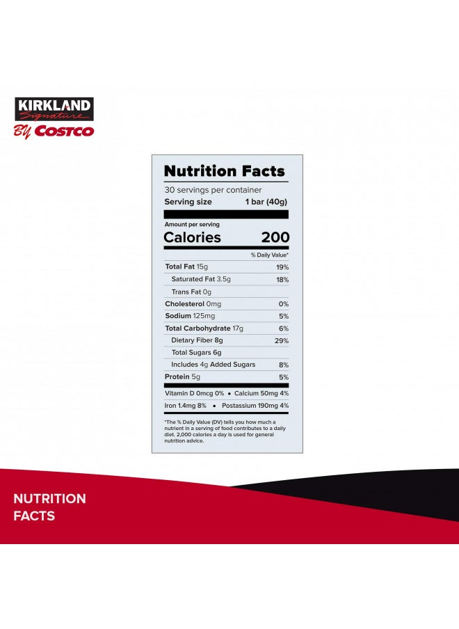 KIRKLAND SIGNATURE Nut Bars 30Count (2.64 Lbs), 42.3 Oz (096619215607)