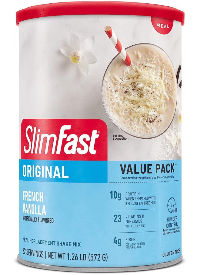 SlimFast Meal Replacement Powder, Original French Vanilla, Shake Mix, 10g of Protein, 22 Servings (Packaging May Vary)