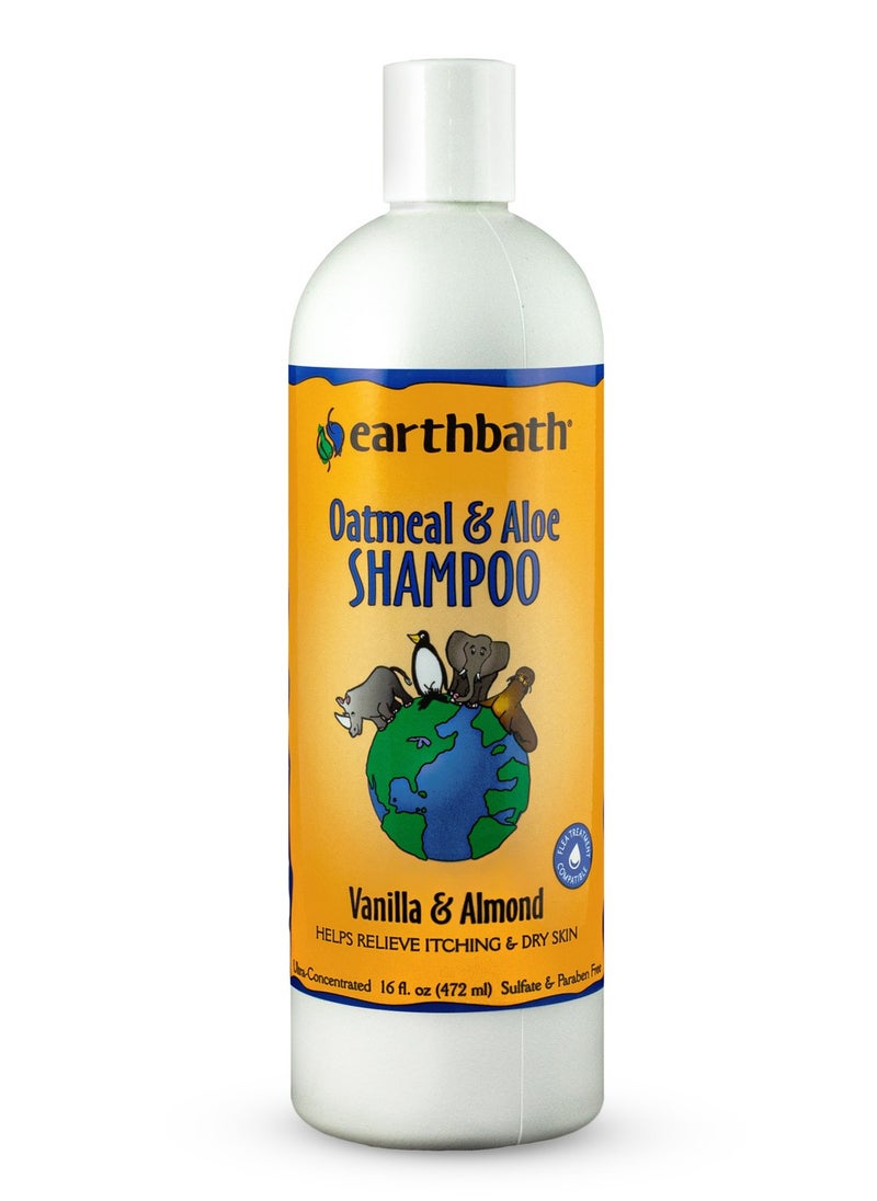 Earthbath Oatmeal & Aloe Shampoo, Vanilla & Almond, Helps Relieve Itchy Dry Skin, Made in USA, 16 oz