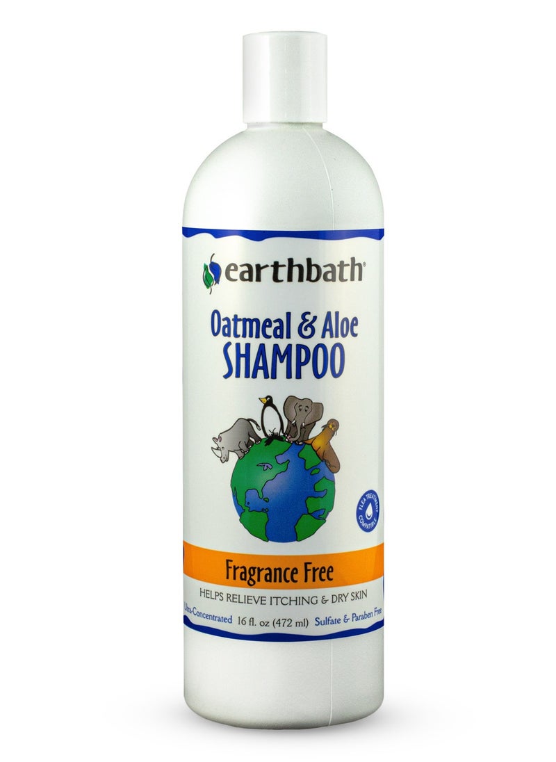 Earthbath Oatmeal & Aloe Shampoo, Fragrance Free, Helps Relieve Itchy Dry Skin, Made in USA, 16 oz