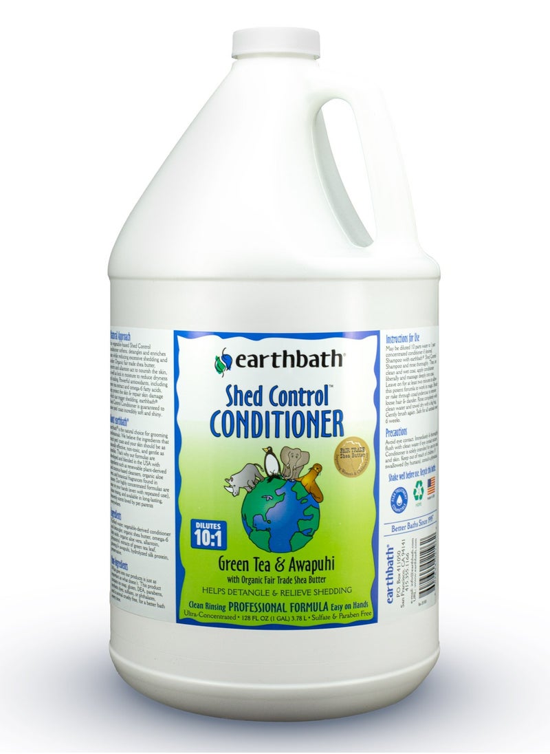 Earthbath Shed Control Conditioner Green Tea & Awapuhi, Made in USA, 128 oz (1 Gallon)