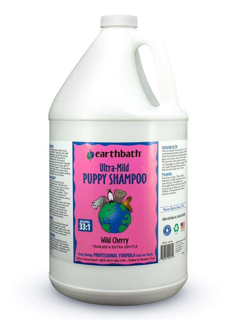 Earthbath Ultra-Mild Puppy Shampoo, Wild Cherry, Tearless & Extra Gentle, Made in USA, 128 oz (1 Gallon)