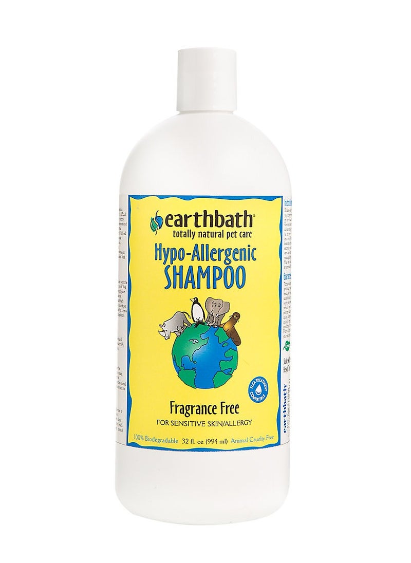 Earthbath Hypo-Allergenic Shampoo, Fragrance Free, For Sensitive Skin, Made in USA – 32 oz