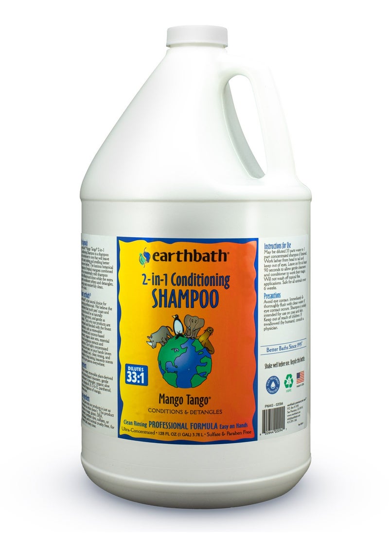 Earthbath 2-in-1 Conditioning Shampoo, Mango Tango®, Conditions & Detangles, Made in USA, 128 oz (1 Gallon)