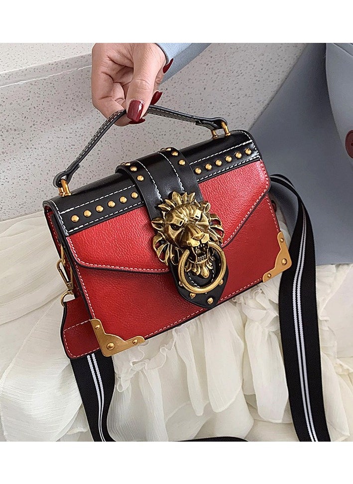 New Europe and American Retro PU Bag single shoulder Messenger small square bag Messenger bag (Y Colour:Light red