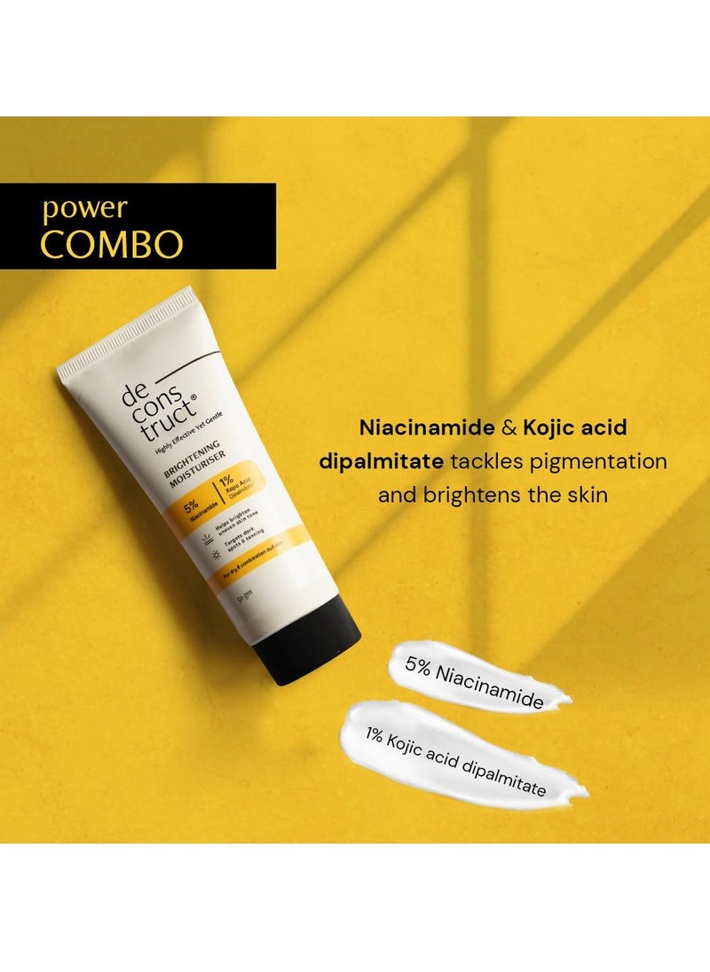 Deconstruct Niacinamide Brightening Face Moisturizer| 5% Niacinamide + 1% Kojic Acid + 5% Vitamin C | For Dark Spots And Uneven Skin Tone | Brightens & Hydrates | 50 Gm