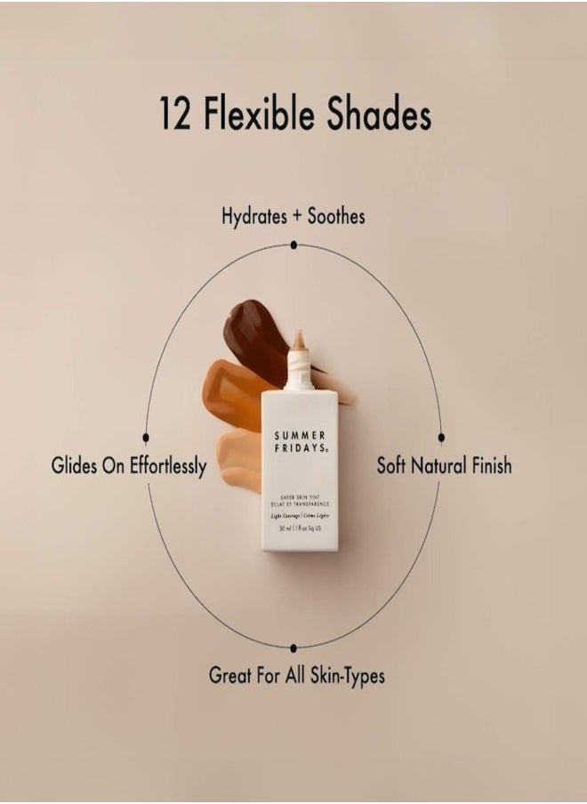 Summer Fridays Sheer Skin Tint with Hyaluronic Acid & Squalane – Lightweight, Hydrating Coverage,Shade 7 - Medium dark with a golden neutral base tone 30ml