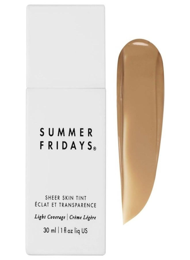 Summer Fridays Sheer Skin Tint with Hyaluronic Acid & Squalane – Lightweight, Hydrating Coverage, Shade 4 - light medium with neutral olive undertones 30ml