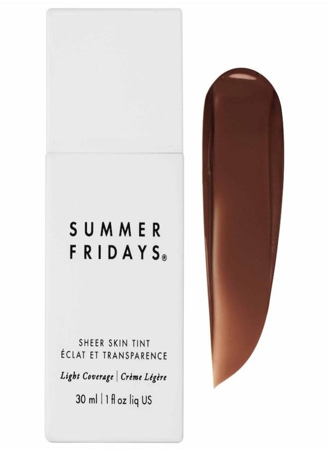 Summer Fridays Sheer Skin Tint with Hyaluronic Acid & Squalane – Lightweight, Hydrating Coverage, Shade 8 - Medium dark with a warm neutral undertone 30ml