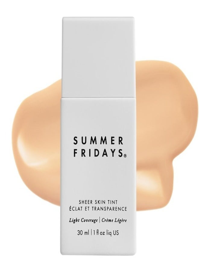 Summer Fridays Sheer Skin Tint with Hyaluronic Acid & Squalane – Lightweight, Hydrating Coverage, Shade 1 - pale with neutral peach undertones 30ml