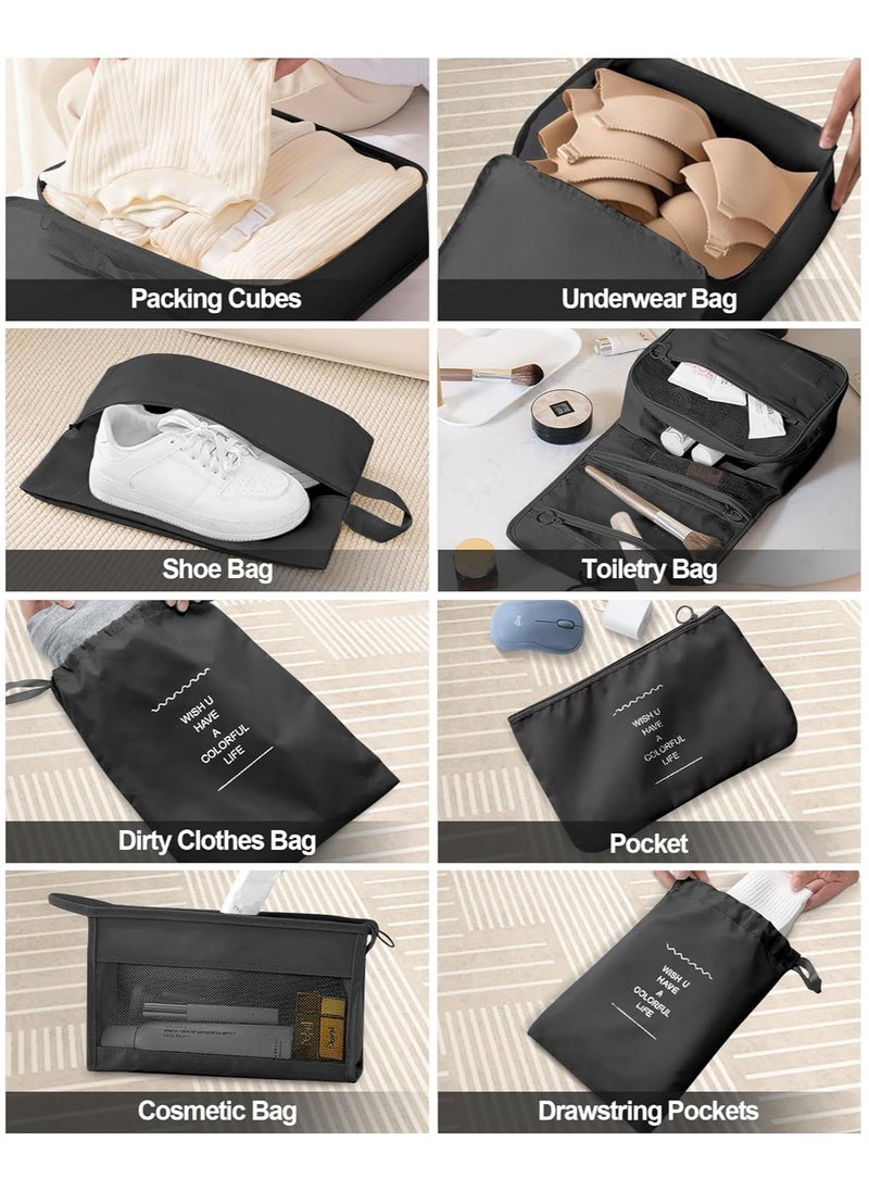 A set of 10 travel luggage organizer, packaging cube, luggage organizer, suitcase storage bag