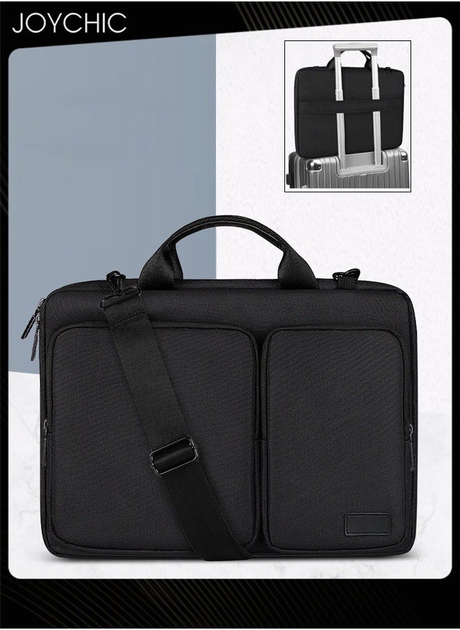 360° Protective Tablet Case Shoulder Bag Large Capacity Carrying Pouch Sleeve Case with Front Pocket Waterproof Vertical Laptop Bag Fit 13.3 inch for Men Women Work School Travel Black