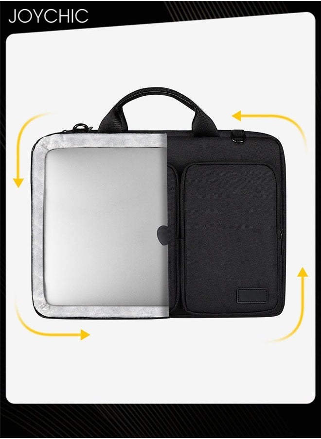 360° Protective Tablet Case Shoulder Bag Large Capacity Carrying Pouch Sleeve Case with Front Pocket Waterproof Vertical Laptop Bag Fit 13.3 inch for Men Women Work School Travel Black